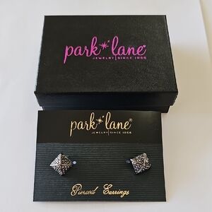 Park Lane Black Geometric Stud Earrings